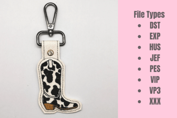 Cowboy Print Boot Snap Tab Key Fob