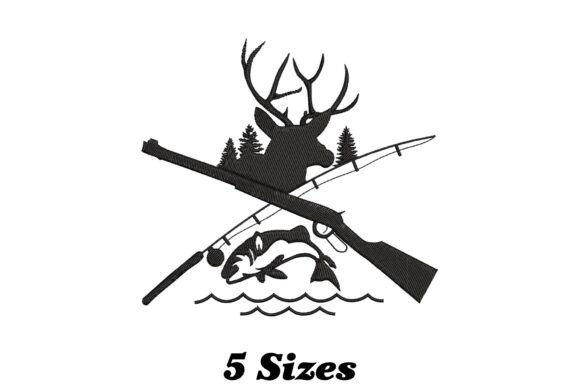 Deer and Fish Hunting and Fishing Embroidery