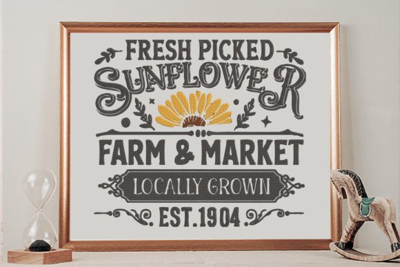 Locally Grown Sunflower Embroidery Design
